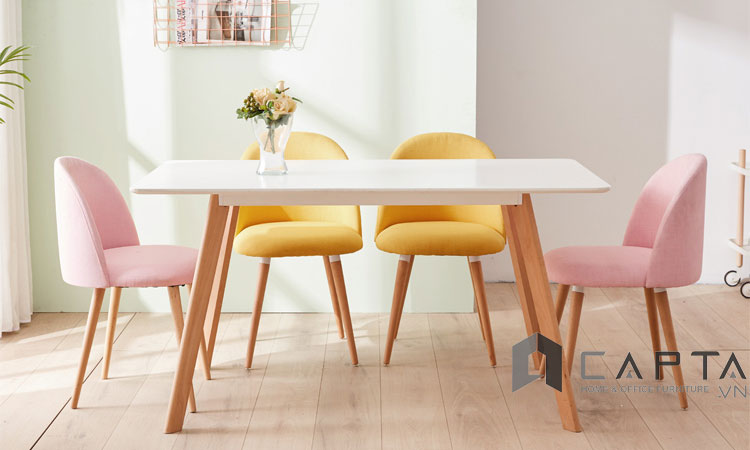 Bộ bàn ăn 4 ghế bọc vải SD LEXI12 / VELVET