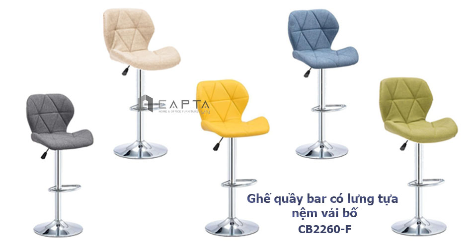 Ghế quầy bar có lưng tựa nệm vải bố