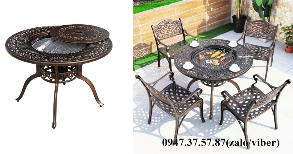 Bàn nướng BBQ ngoài trời nhôm đúc nhập khẩu