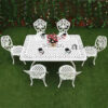 Bộ bàn ăn sân vườn chữ nhật 6 ghế màu trắng