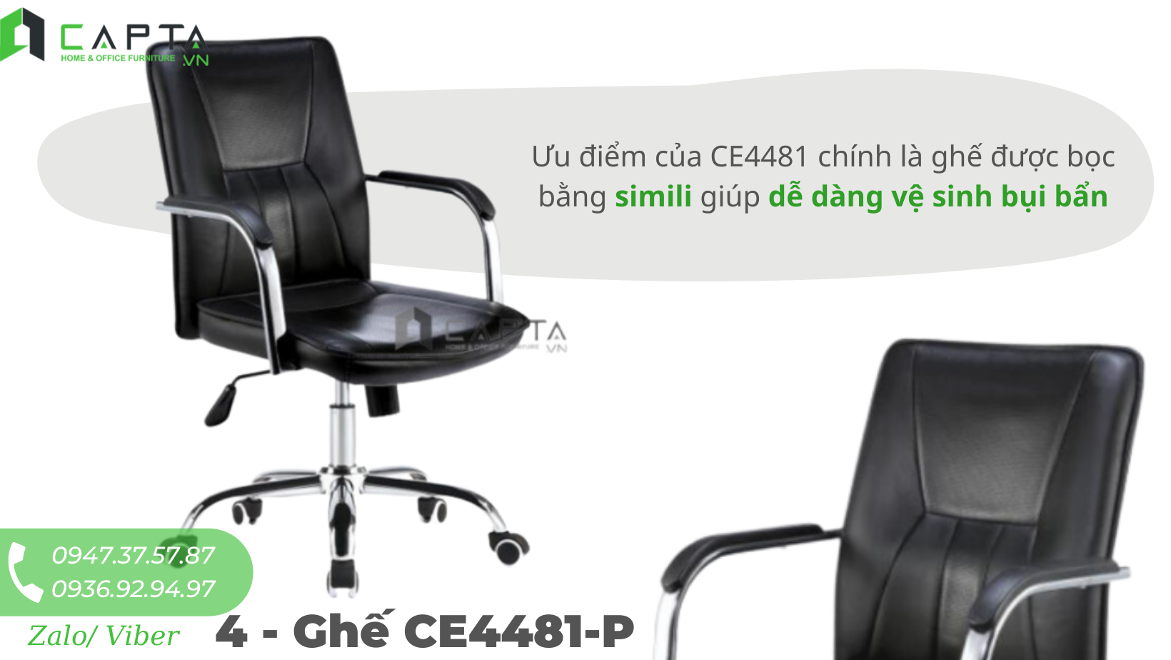 Ghế ngồi học lưng trung nệm simili CE4481-P