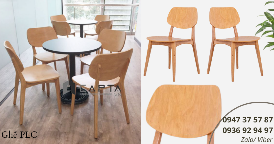Ghế cafe gỗ đơn giản có lưng tựa rẻ đẹp PLC -W