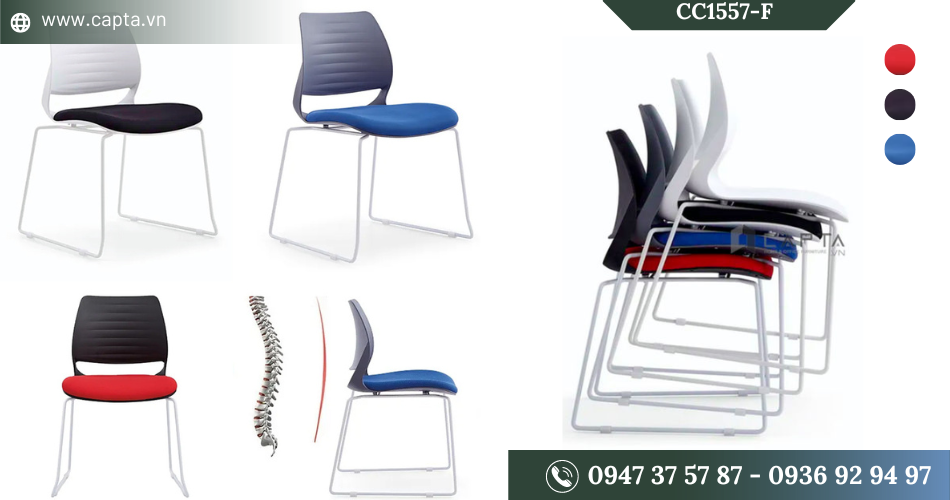 Ghế thư viện trường học có nệm chân vòng hiện đại CC1557-F
