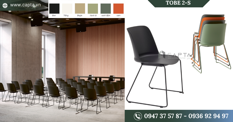 Ghế thư viện đọc sách thân nhựa chân vòng Tobe 2-S