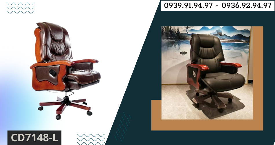 Ghế Giám đốc bọc nệm da thật ngả lưng nghỉ trưa CD7148-L