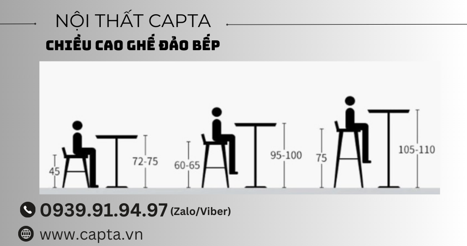 Chiều cao ghế đảo bếp