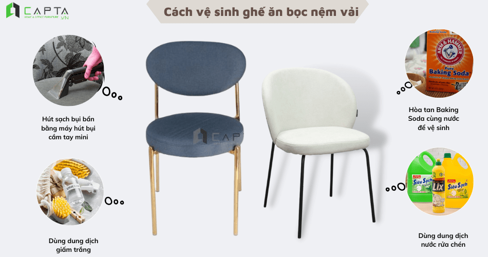 Cách vệ sinh ghế ăn bọc nệm vải tại nhà sạch như mới