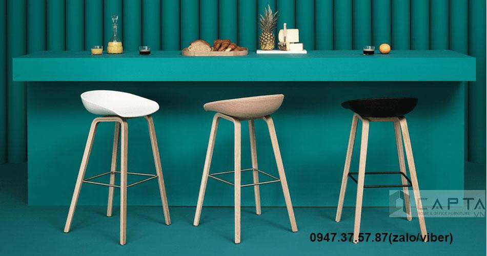 Ghế quầy bar stool chân gỗ nhập khẩu giá rẻ tại TpHCM