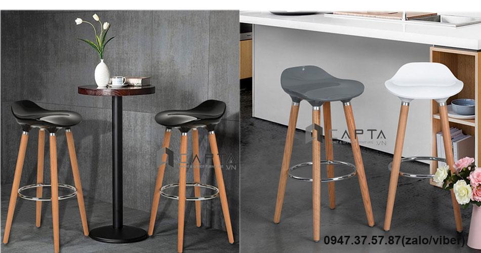 Ghế quầy bar stool chân gỗ nhập khẩu giá rẻ tại TpHCM