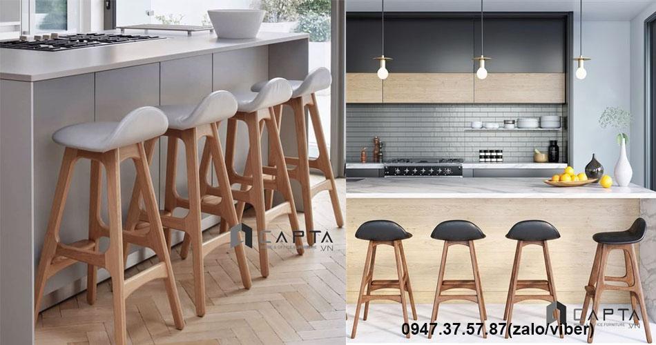 Ghế quầy bar stool chân gỗ nhập khẩu giá rẻ tại TpHCM