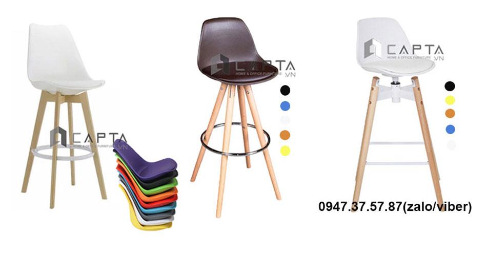 Ghế quầy bar stool chân gỗ nhập khẩu giá rẻ tại TpHCM