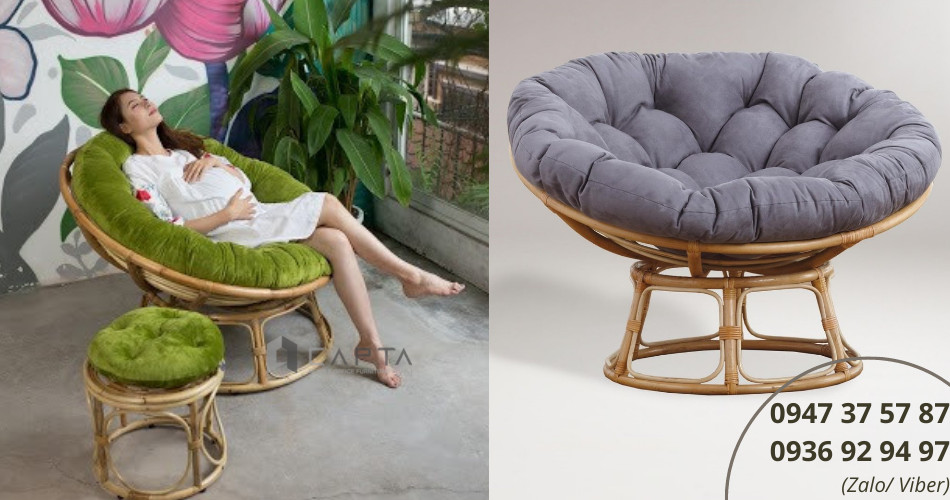 Ghế thư giãn bà bầu khung mây nệm rời PAPASAN