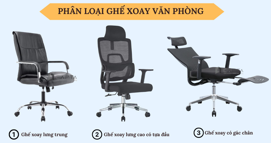 Phân loại ghế xoay văn phòng