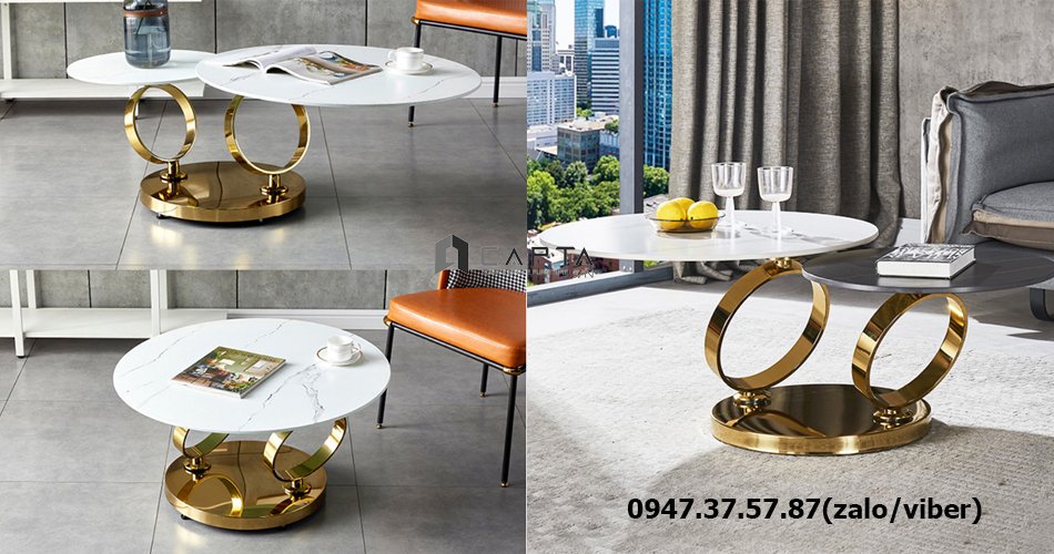 Bàn sofa Galaxy chân inox mạ màu vàng