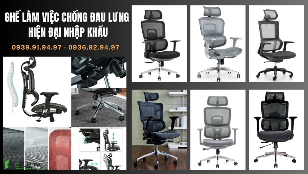 Ghế làm việc chống đau lưng hiện đại nhập khẩu