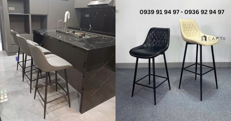 Ghế quầy bar ghế đảo bếp có lưng tựa hiện đại chân sắt CB2285
