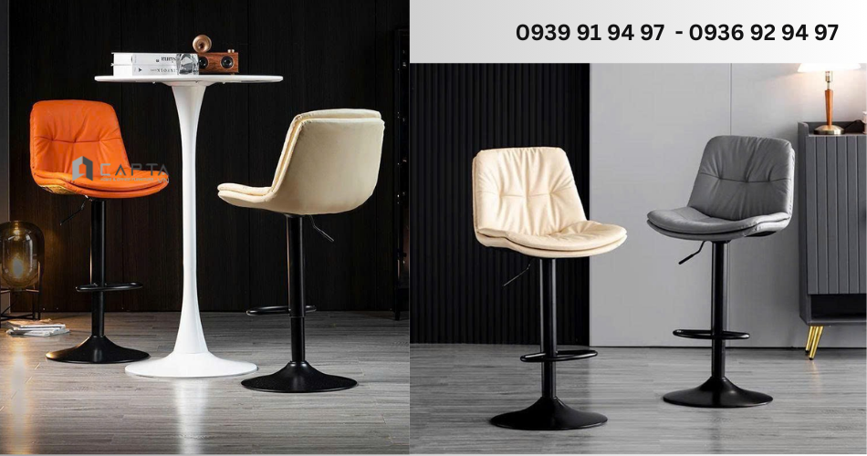Ghế quầy bar có lưng tựa hiện đại nệm dày 2 lớp CB2283A-P Nội thất Capta