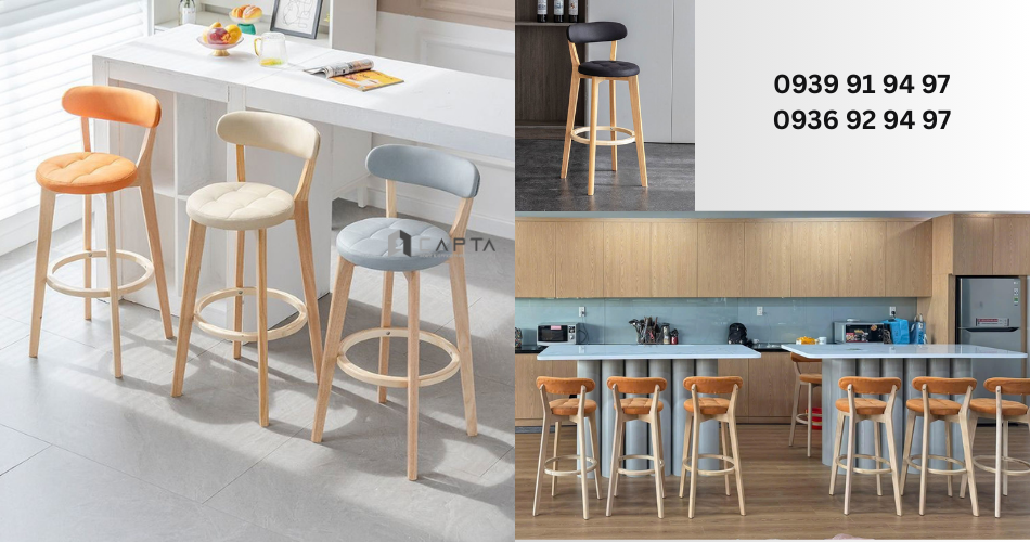Ghế quầy bar ghế đảo bếp có lưng tựa hiện đại CB BEE Nội thất Capta