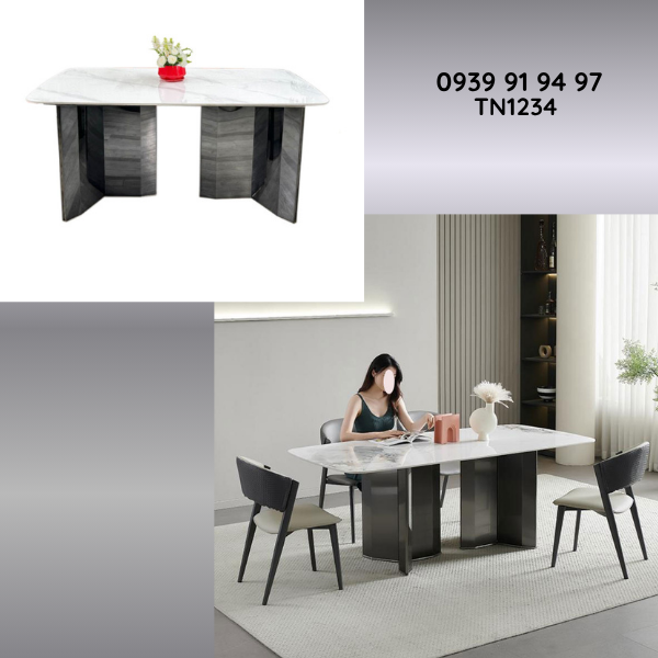 Bàn phòng ăn nhà hàng mặt đá chân kim loại nhập khẩu TN1234 Nội thất Capta