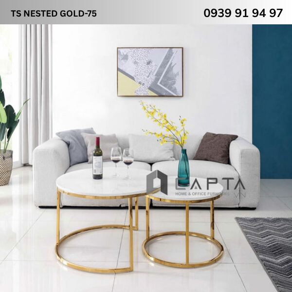 Bàn trà đôi đẹp hiện đại cho phòng khách TS NESTED GOLD-75