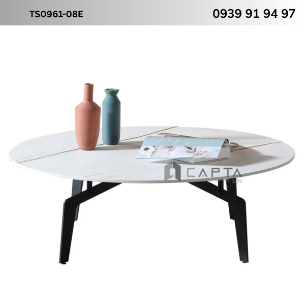 Bàn trà tròn đẹp hiện đại cho phòng khách chân sắt cắt TS0961-08E