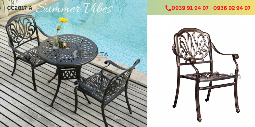 Mẫu Ghế nhà hàng cafe sân vườn ngoài trời có tay CC2017-A