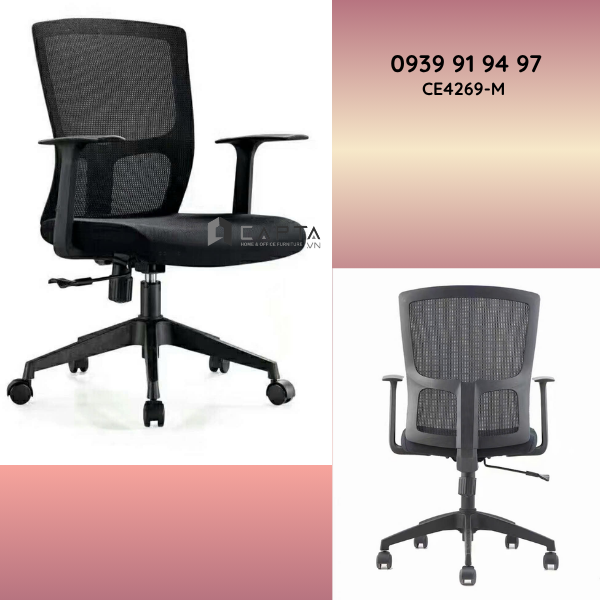 Ghế xoay nhân viên lưng lưới nệm vải dưới 2 triệu CE4269-M
