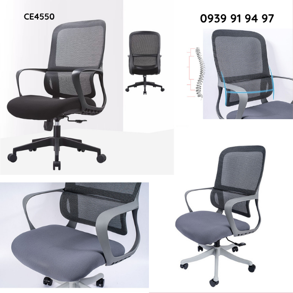Ghế xoay nhân viên lưng lưới nệm vải dưới 2 triệu CE4550