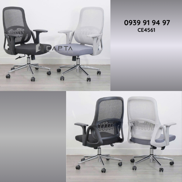 Ghế xoay nhân viên lưng lưới nệm vải dưới 2 triệu CE4561 Nội thất Capta