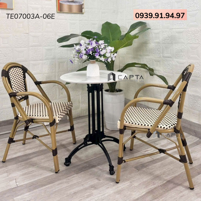 Bàn cafe tiếp khách chân kim loại đẹp hiện đại mới nhất TE07003A-06E