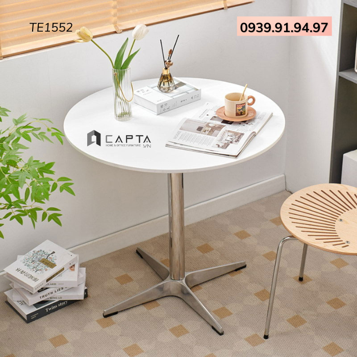 Bàn cafe tiếp khách chân kim loại đẹp hiện đại mặt gỗ mdf TE1552-07W