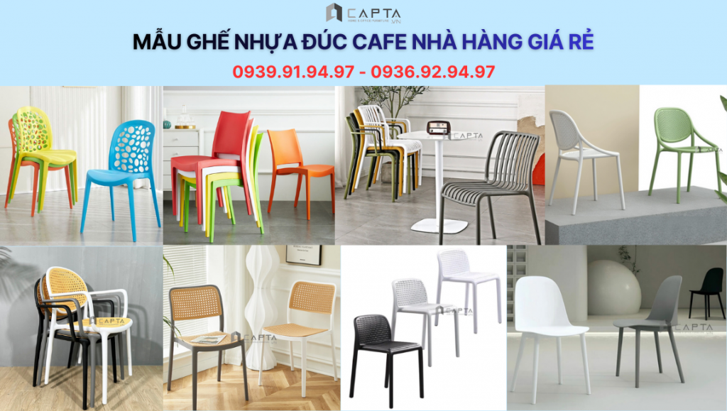 Mẫu ghế nhựa đúc cafe nhà hàng giá rẻ