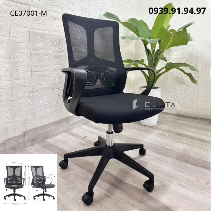 Ghế làm việc tại nhà nhỏ gọn hiện đại mới nhất lưng lưới trung CE07001-M
