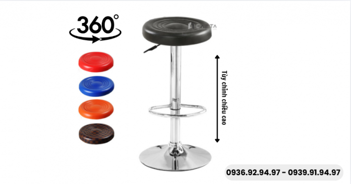 Mẫu ghế bar xuay không lưng tựa chắc chắn
