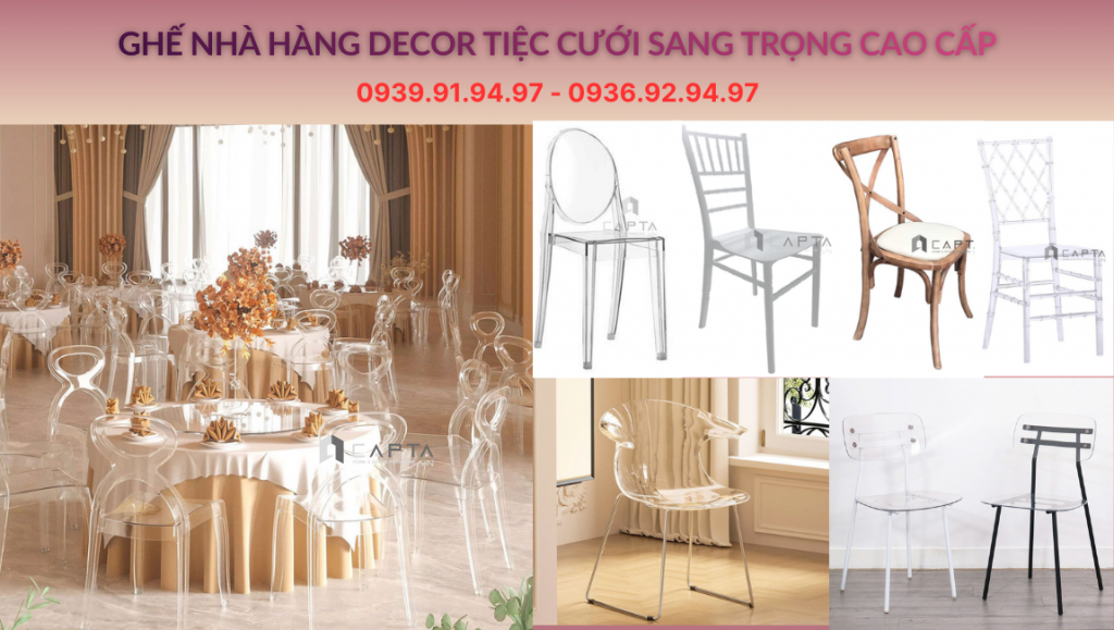 Ghế nhà hàng decor tiệc cưới sang trọng cao cấp
