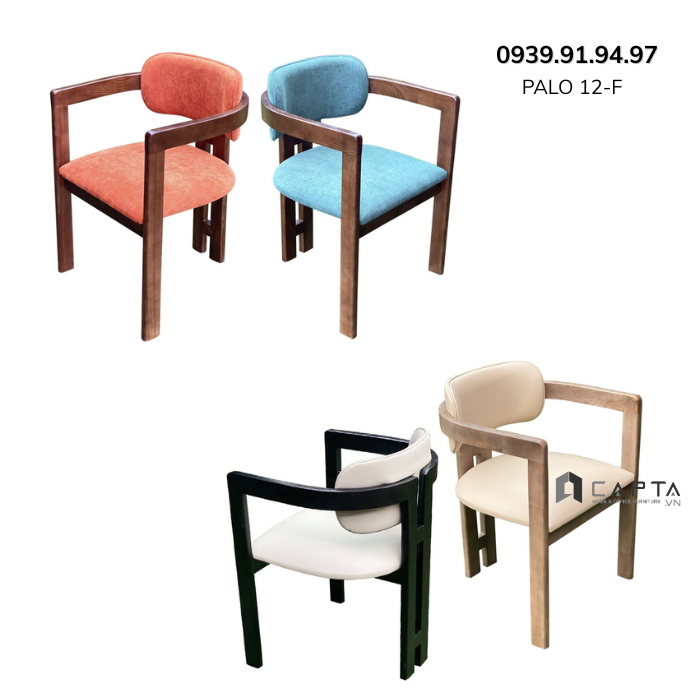 Ghế gỗ phòng ăn nhà hàng cao cấp hiện đại có tay vịn PALO 12-F