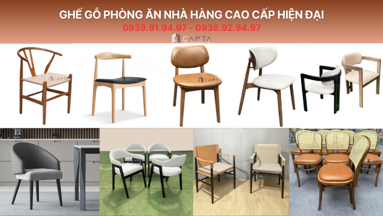 Ghế gỗ phòng ăn nhà hàng cao cấp hiện đại