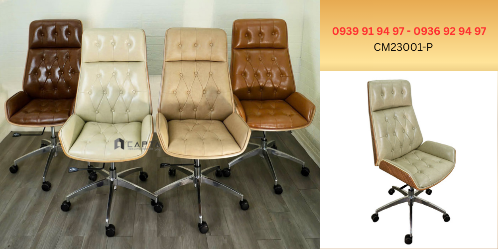 Ghế Giám đốc nữ thời thượng sang trọng lưng Polywood CM23001-P