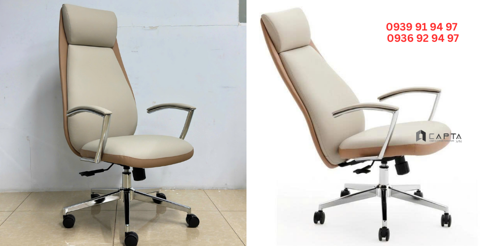Ghế Giám đốc nữ thời thượng sang trọng nệm kem CM4497-P Nội thất Capta