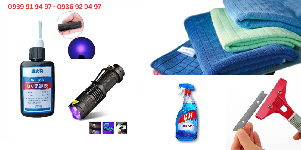 Chuẩn bị dụng cụ trước khi dán lại mặt kính