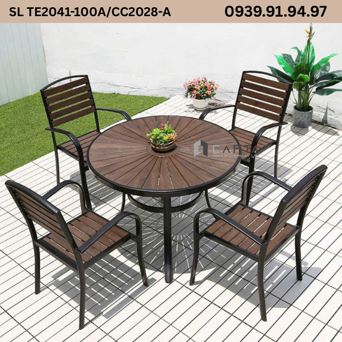 Bo-ban-ghe-nha-hang-san-vuon-khung-nhom-den-mat-polywood-van-go-nau-ban-vuong-4-ghe-te2041-cc2028
