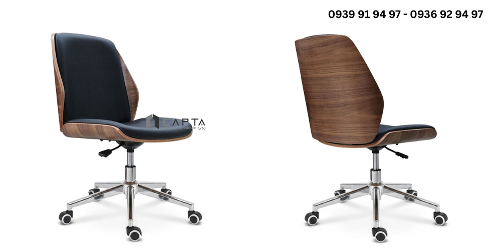 Ghế văn phòng thân Polywood nệm bọc da hiện đại nhỏ gọn CE27004-P